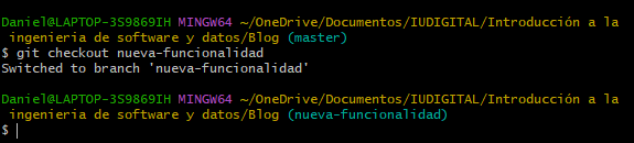 pantallazo uso de git checkout