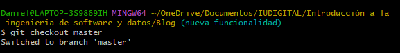 pantallazo uso de git checkout master