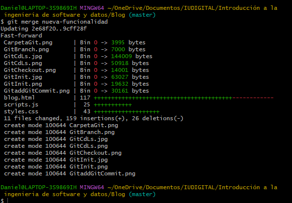 pantallazo uso de git merge